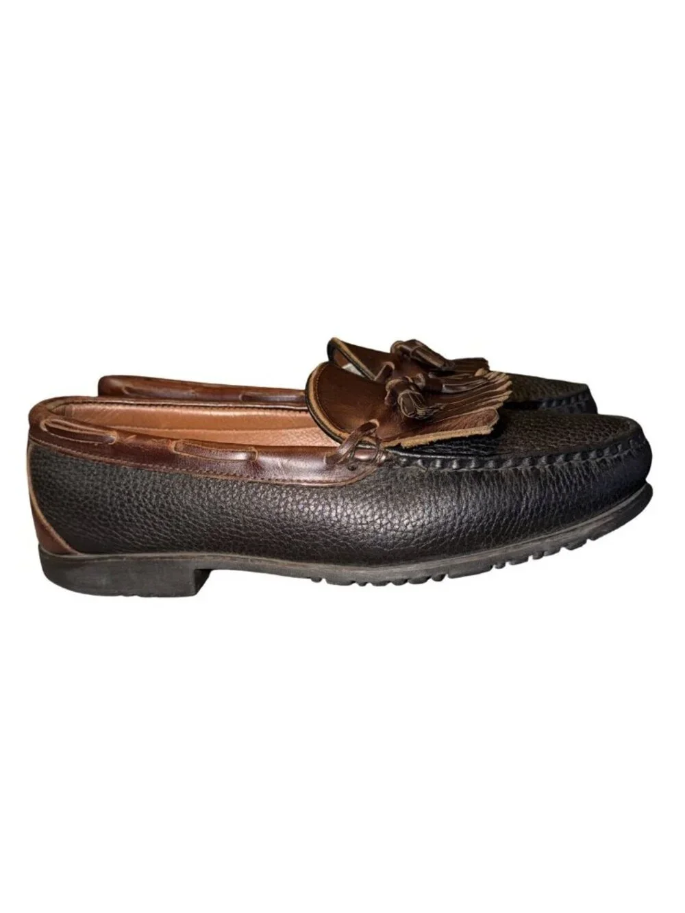 Allen Edmonds Nashua Tassel Leather Loafer Brown Black Shoes Size 11D Preppy